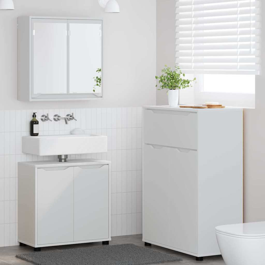 vidaXL Badezimmermöbel-Set mit Schubladen 3 pcs Weiß Holzwerkstoff