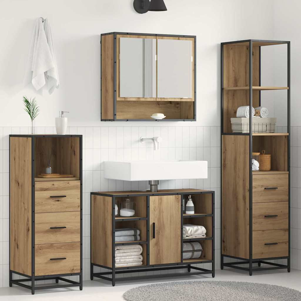vidaXL Badezimmermöbel-Set 3 Stk. Artisan-Eiche 35 x 37,5 x 166 cm