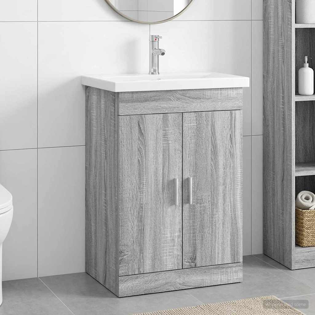 vidaXL Badezimmermöbel-Set Grau Sonoma 61 x 40 x 84,5 cm Holzwerkstoff