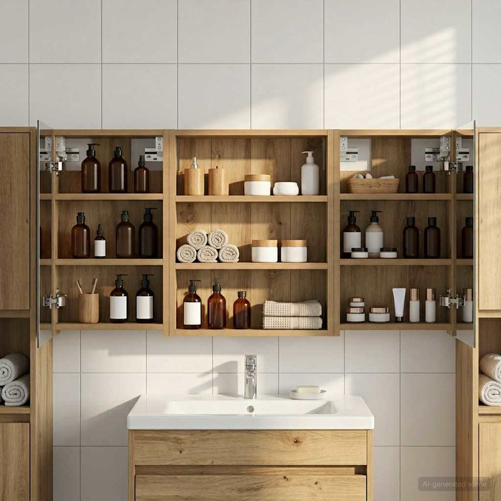 vidaXL Badezimmerschrank-Set 3 Stk. 100 x 10,5 x 50 cm Holzwerkstoff