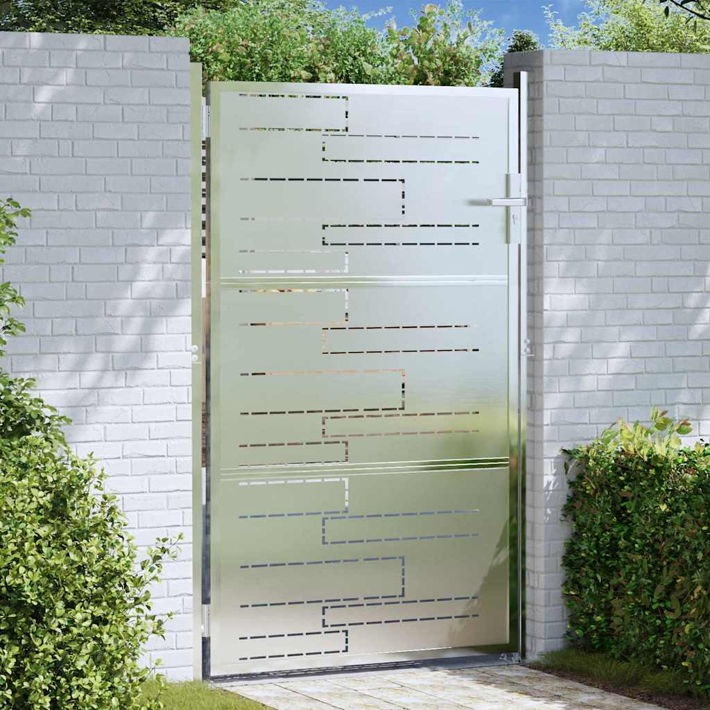 vidaXL Gartentor mit Schloss Silber 85 x 120 cm Edelstahl