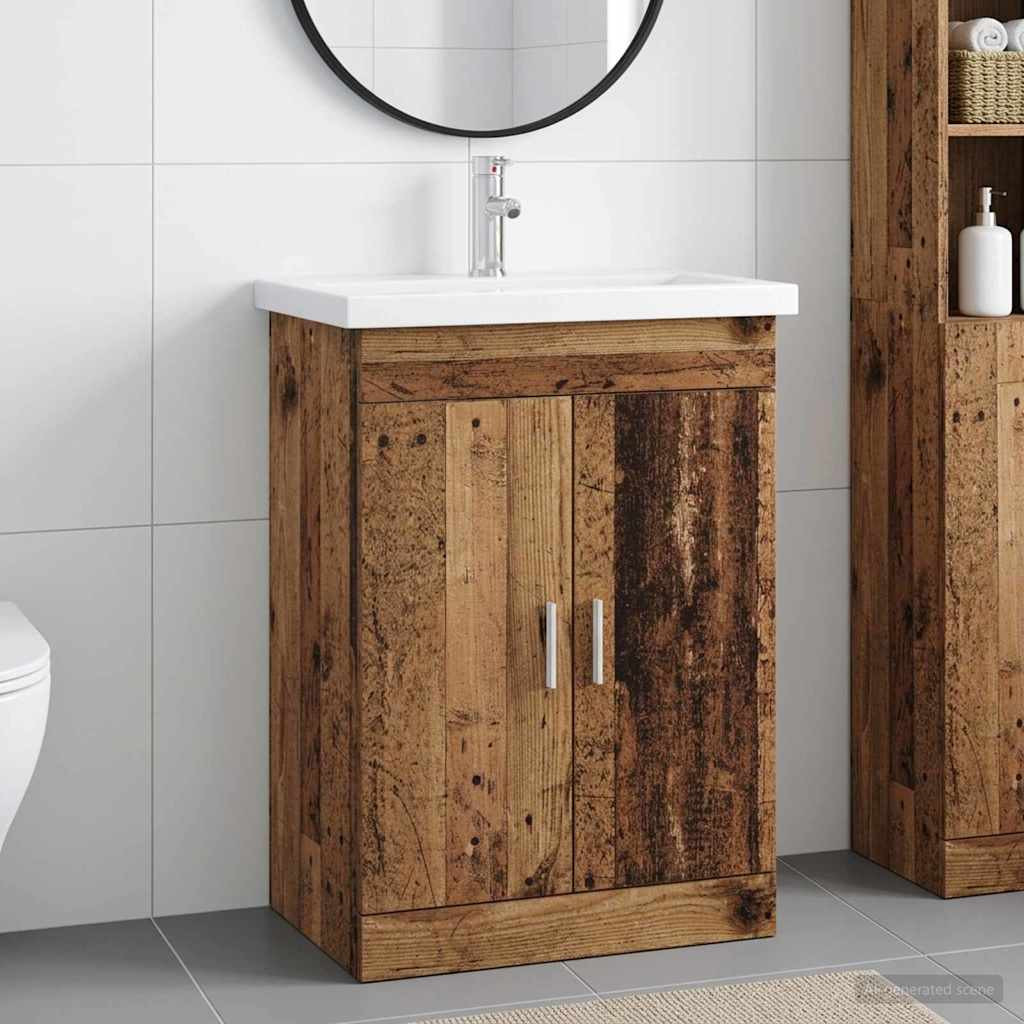 vidaXL Badezimmermöbel-Set Altholz 61 x 40 x 84,5 cm Holzwerkstoff