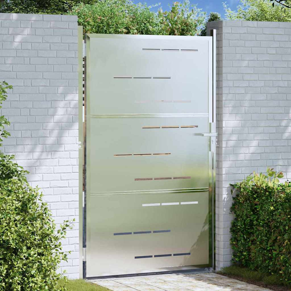 vidaXL Gartentor mit Schloss Silber 85 x 120 cm Edelstahl