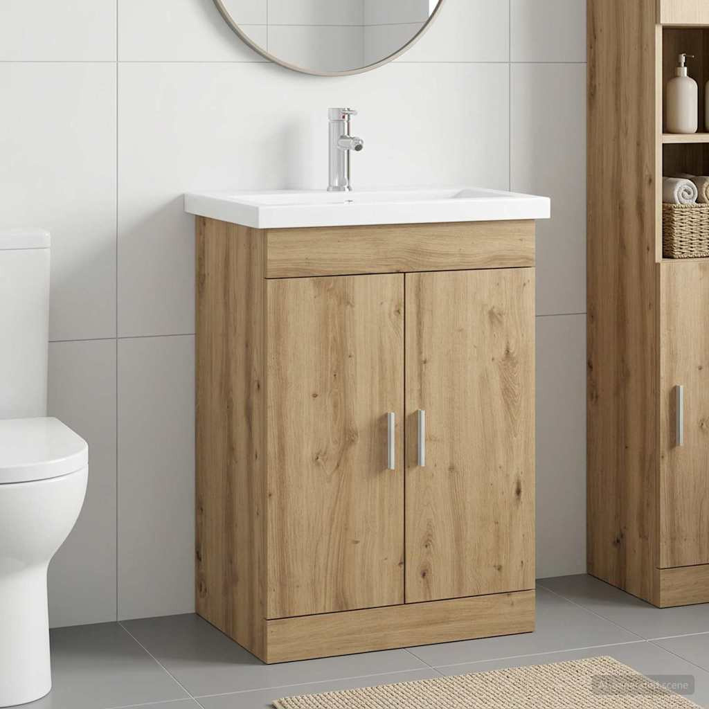 vidaXL Badezimmermöbel-Set Artisan-Eiche 61 x 40 x 84,5 cm