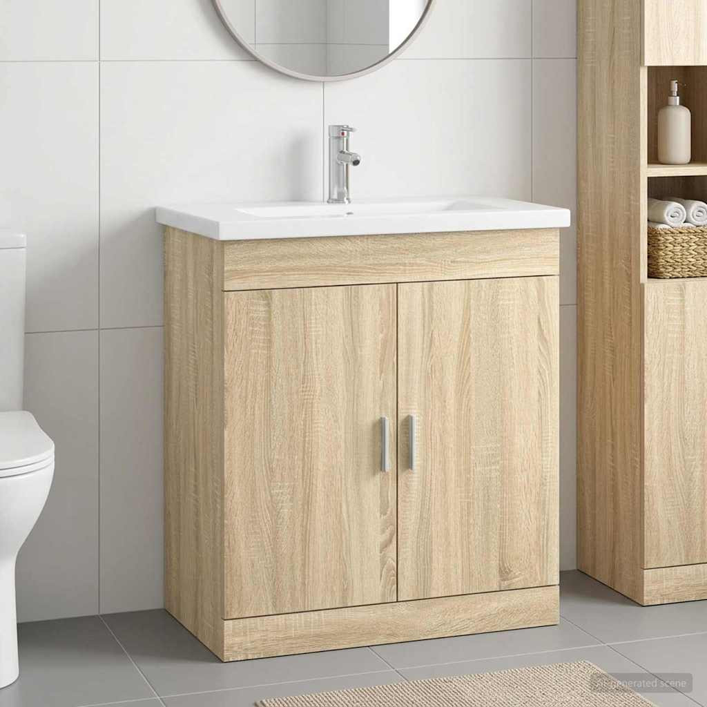 vidaXL Badezimmermöbel-Set Sonoma-Eiche 81 x 40 x 84,5 cm