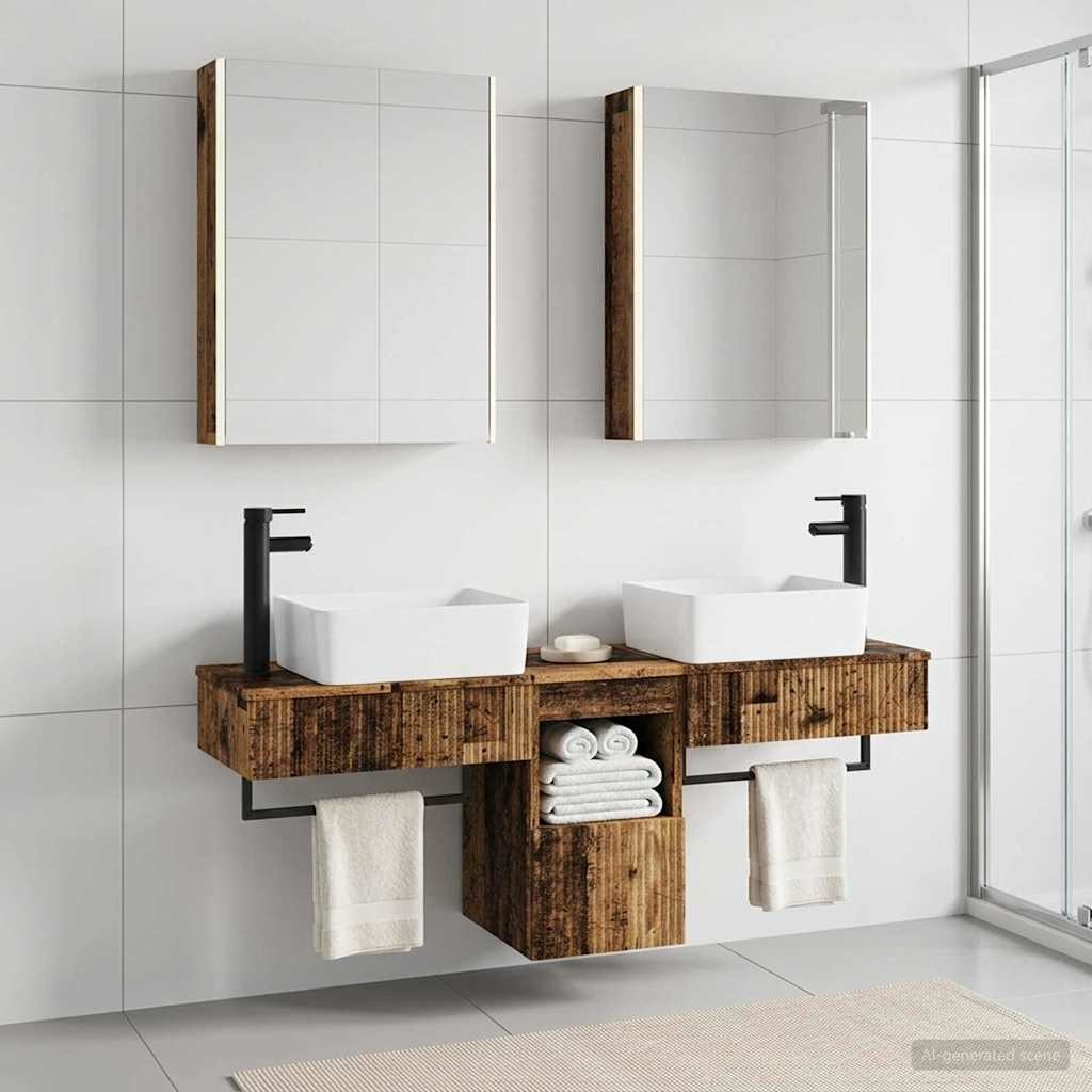 vidaXL Badezimmerschrank-Set 5 pcs Altholz 53 x 15,5 x 70 cm