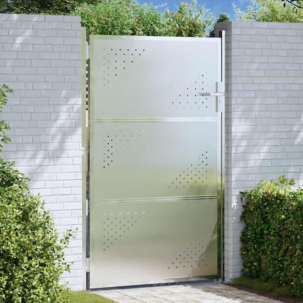 vidaXL Gartentor mit Schloss Silber 85 x 144 cm Edelstahl