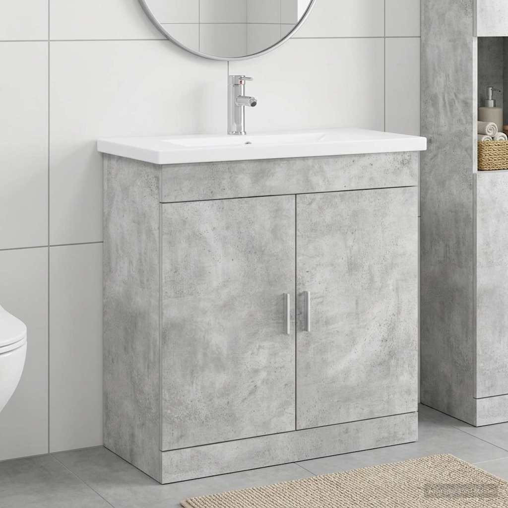 vidaXL Badezimmermöbel-Set Betongrau 81 x 40 x 84,5 cm Holzwerkstoff