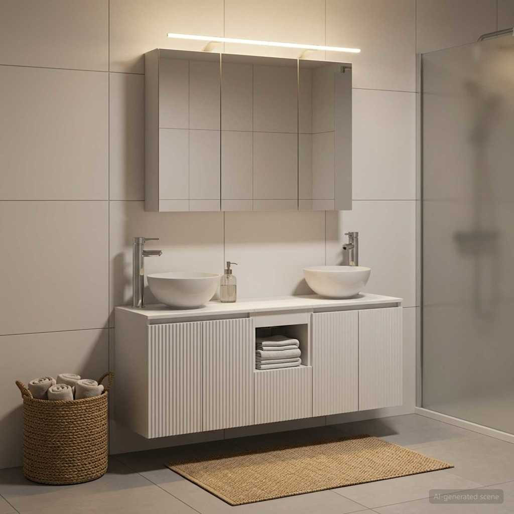 vidaXL Badezimmerschrank-Set 4 pcs Weiß 100 x 14,5 x 70 cm