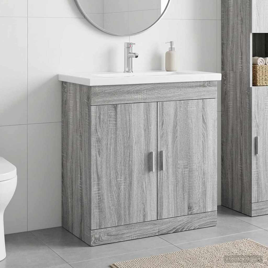 vidaXL Badezimmermöbel-Set Grau Sonoma 81 x 40 x 84,5 cm Holzwerkstoff