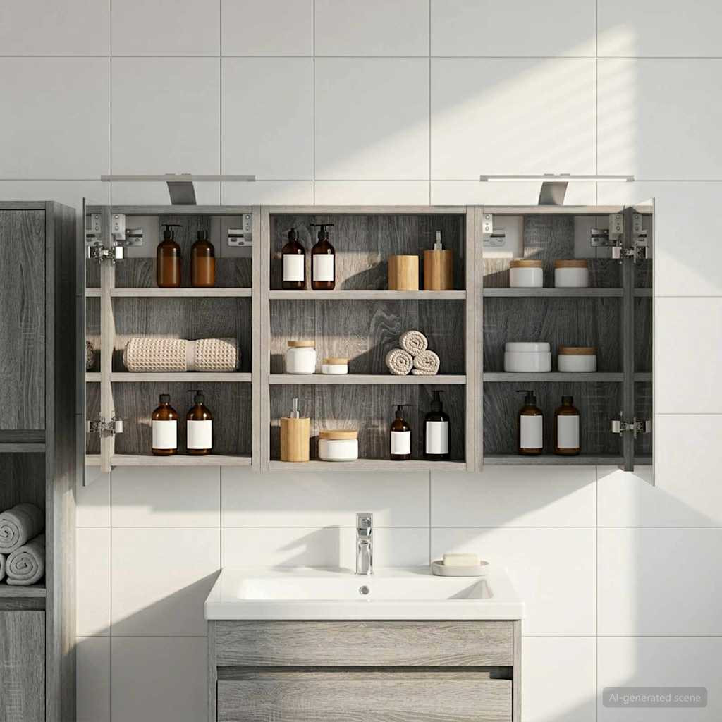 vidaXL Badezimmerschrank-Set 3 pcs 100 x 10,5 x 50 cm Holzwerkstoff