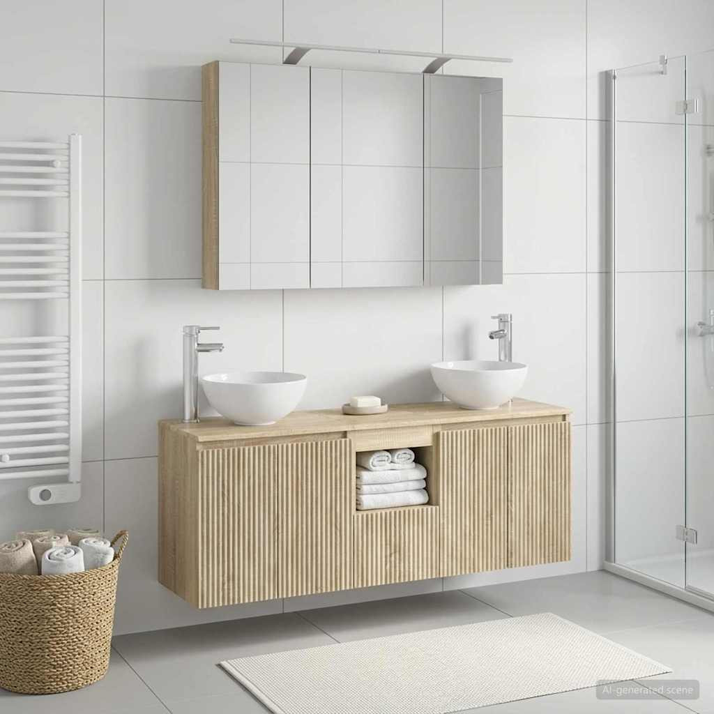 vidaXL Badezimmerschrank-Set 4 pcs Sonoma-Eiche 100 x 14,5 x 70 cm