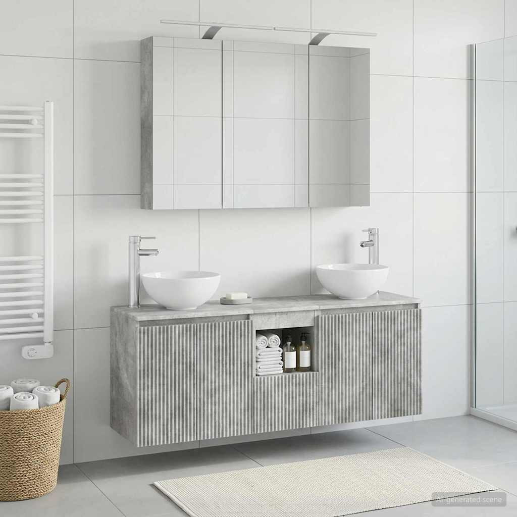 vidaXL Badezimmerschrank-Set 4 pcs Betongrau 100 x 14,5 x 70 cm