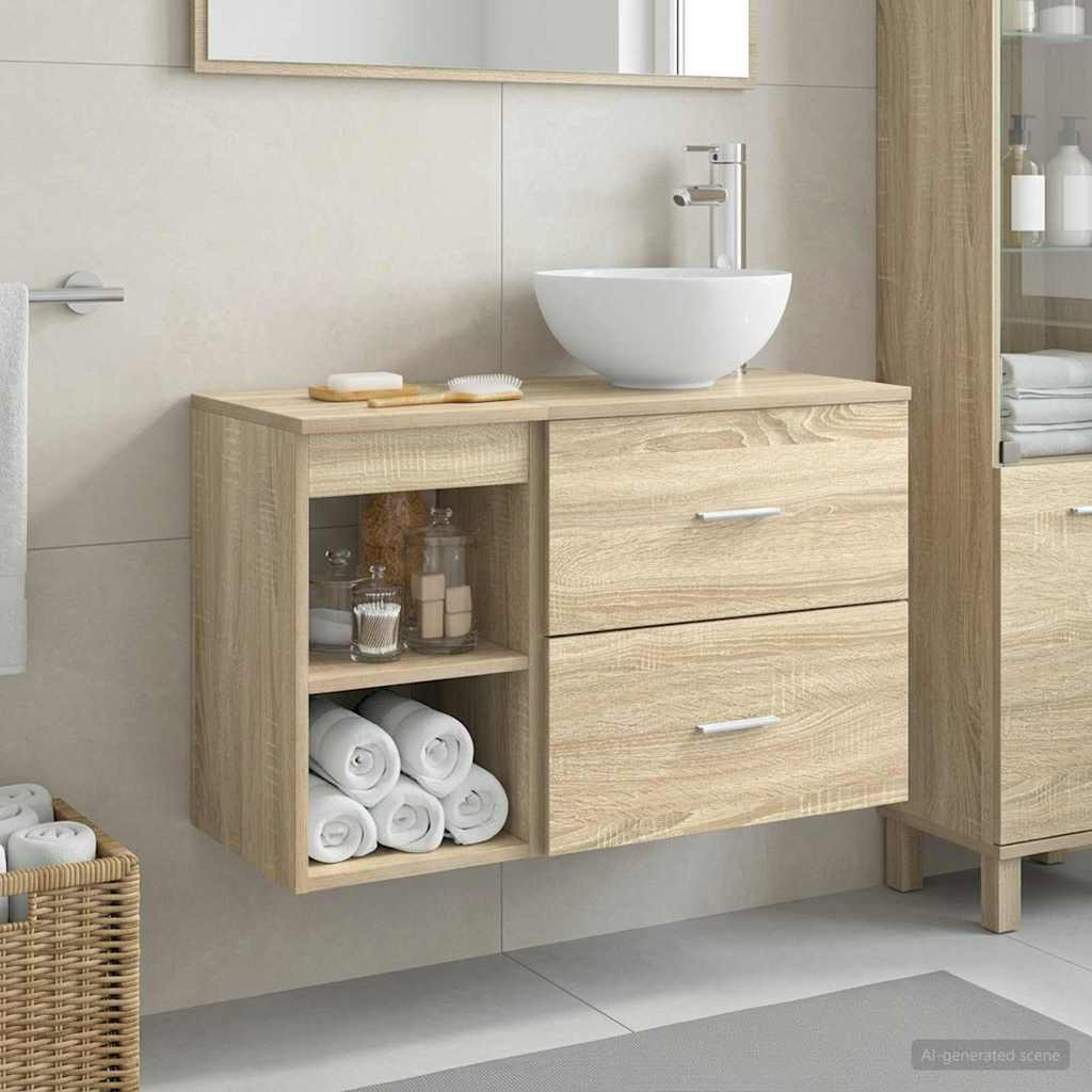 vidaXL Badezimmermöbel-Set 2 pcs Sonoma-Eiche Holzwerkstoff