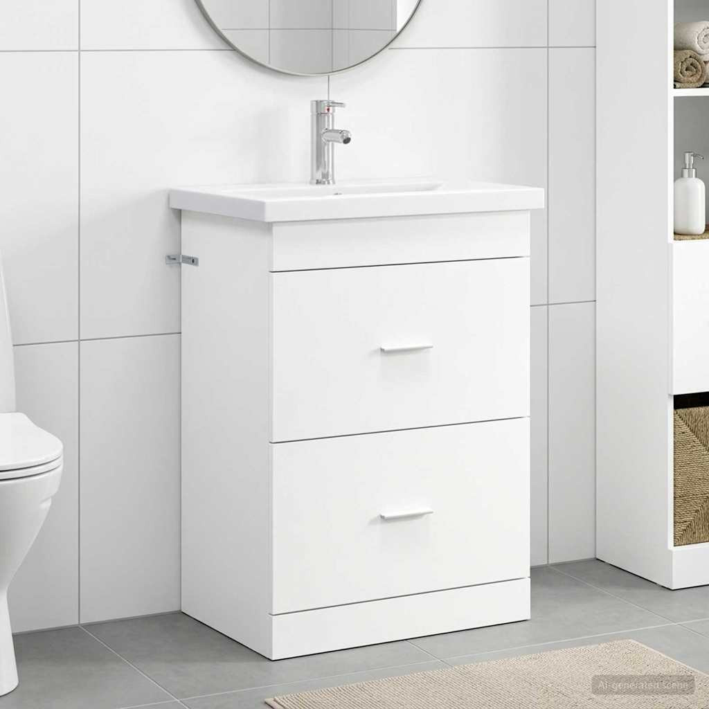 vidaXL Badezimmermöbel-Set Weiß 61 x 40 x 84,5 cm Holzwerkstoff