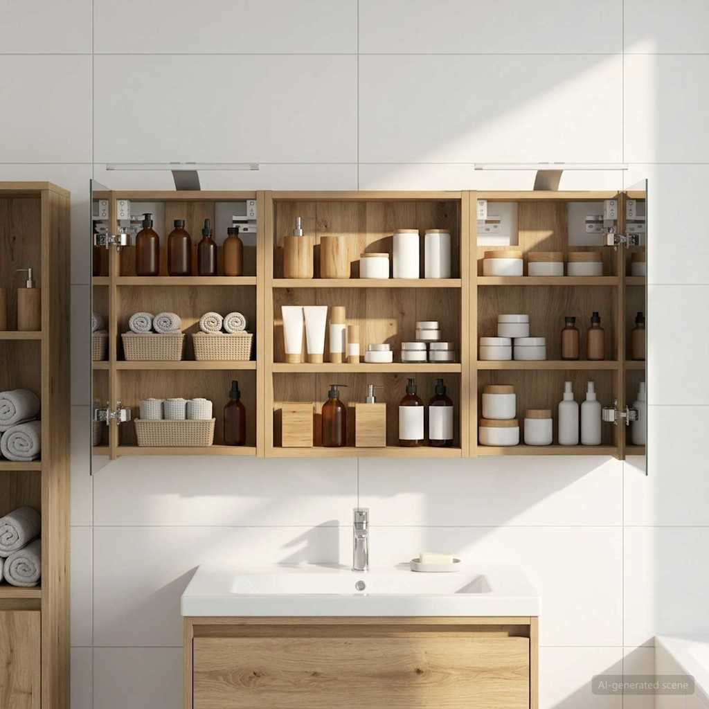 vidaXL Badezimmerschrank-Set 3 Stk. 100 x 10,5 x 50 cm Holzwerkstoff