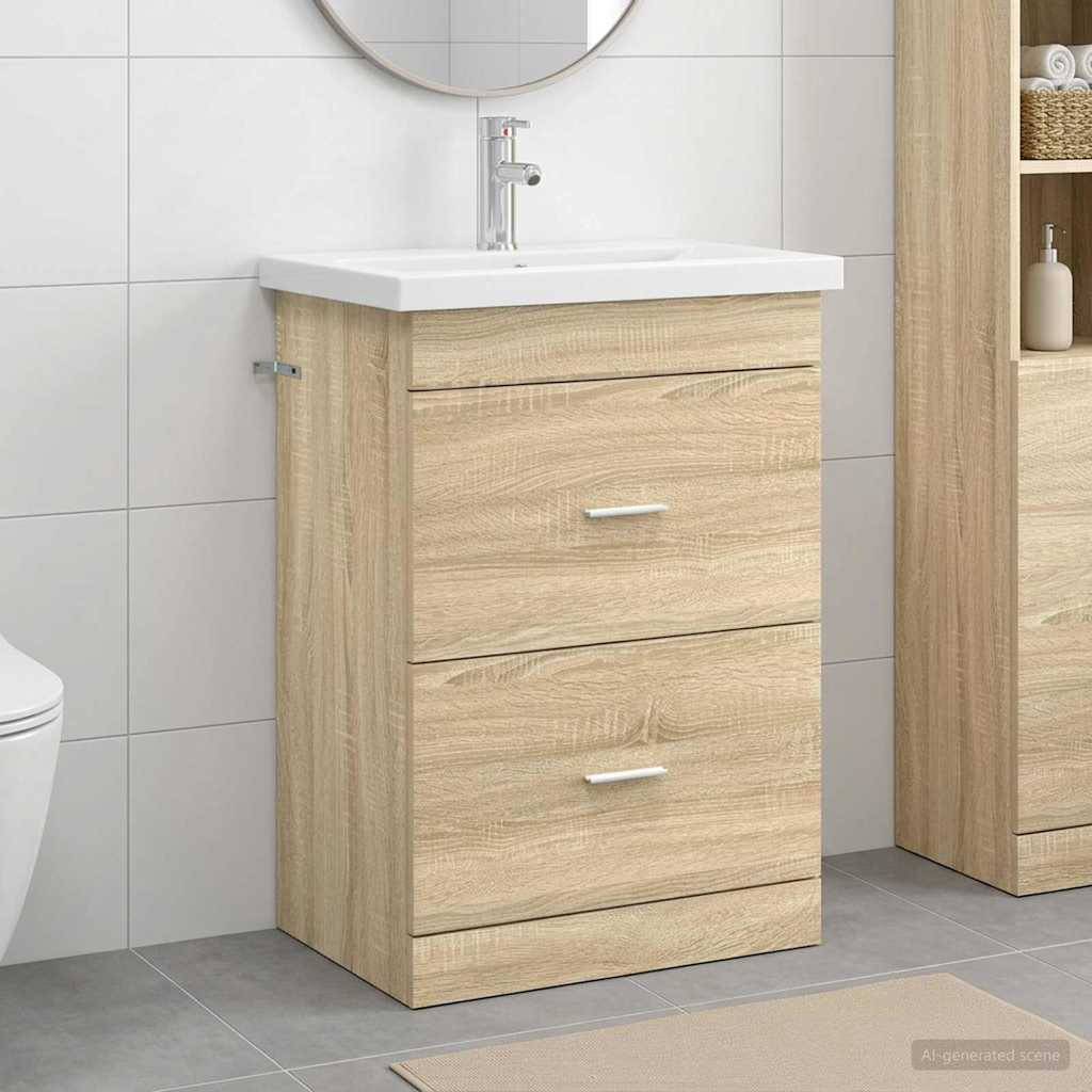 vidaXL Badezimmermöbel-Set Sonoma-Eiche 61 x 40 x 84,5 cm