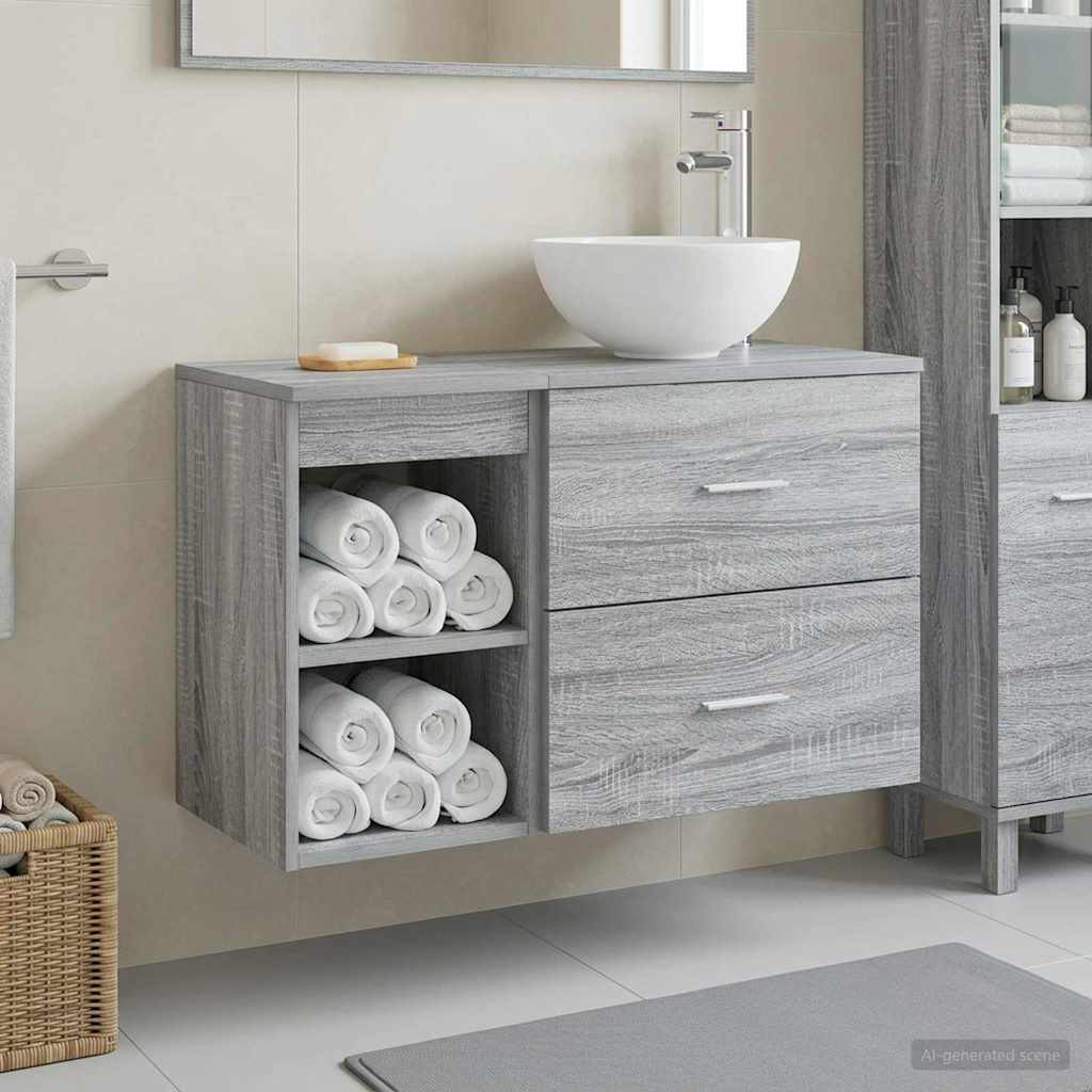 vidaXL Badezimmermöbel-Set 2 pcs Grau Sonoma Holzwerkstoff