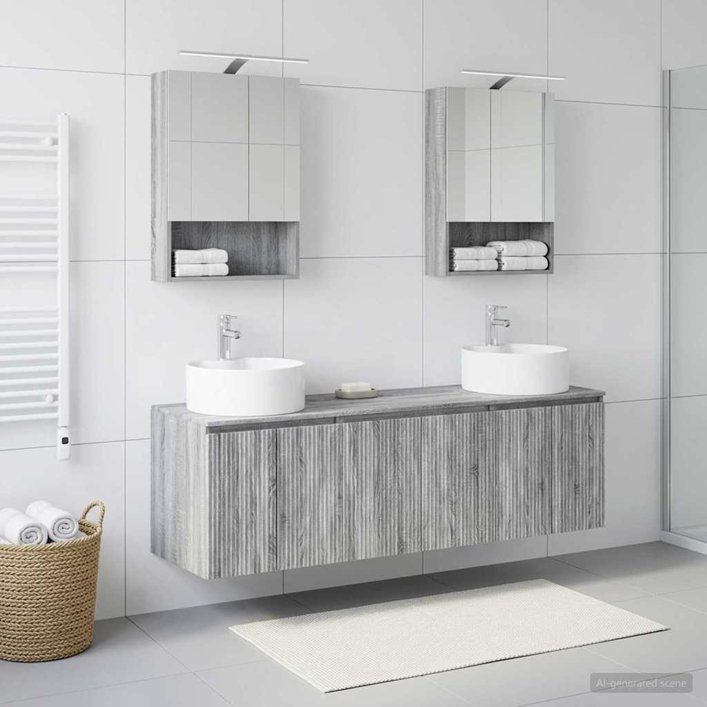 vidaXL Badezimmerschrank-Set 5 pcs Grau Sonoma Holzwerkstoff