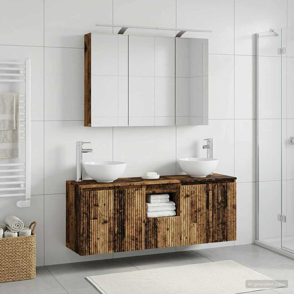 vidaXL Badezimmerschrank-Set 4 pcs Altholz 100 x 14,5 x 70 cm