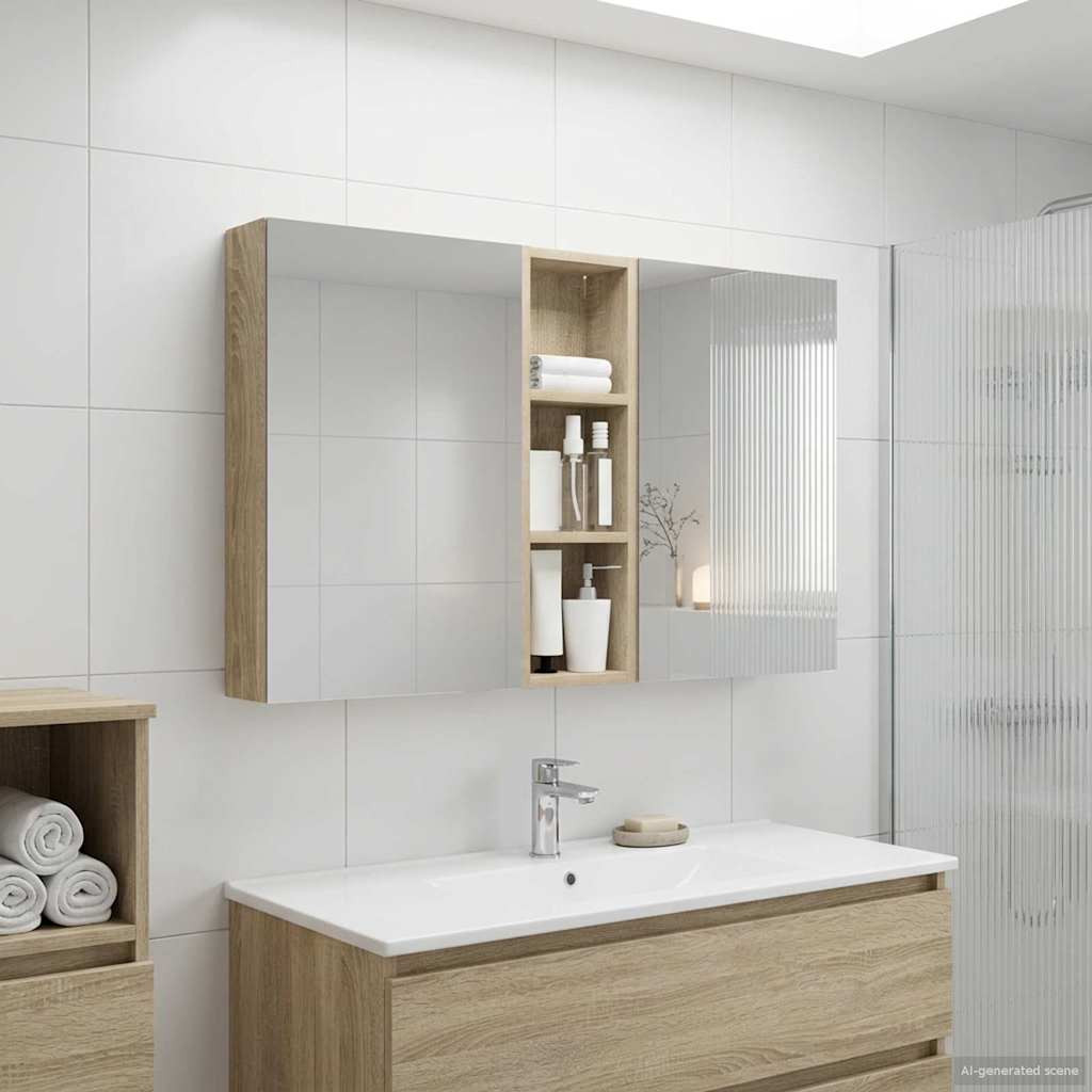 vidaXL Badezimmerschrank-Set 3 pcs 100 x 10,5 x 60,5 cm Holzwerkstoff