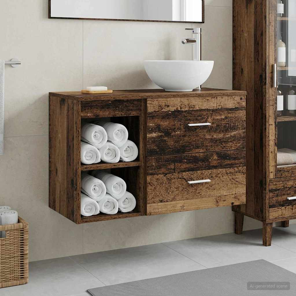 vidaXL Badezimmermöbel-Set 2 pcs Altholz Holzwerkstoff