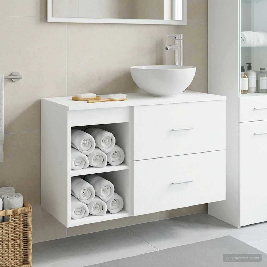 vidaXL Badezimmermöbel-Set 2 pcs Weiß Holzwerkstoff