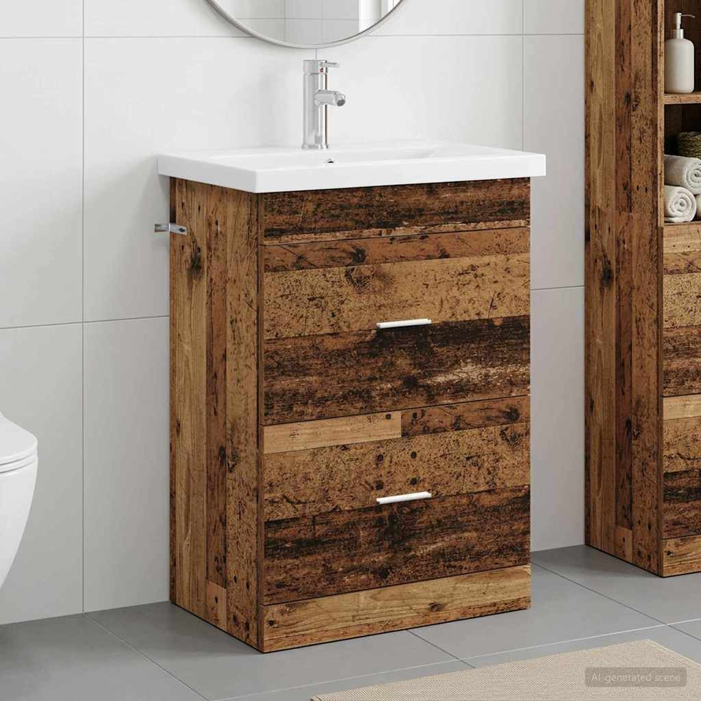 vidaXL Badezimmermöbel-Set Altholz 61 x 40 x 84,5 cm Holzwerkstoff