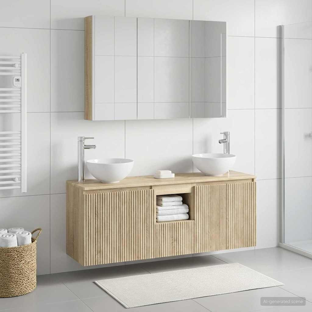 vidaXL Badezimmerschrank-Set 4 pcs Sonoma-Eiche 103,5 x 15,5 x 70 cm