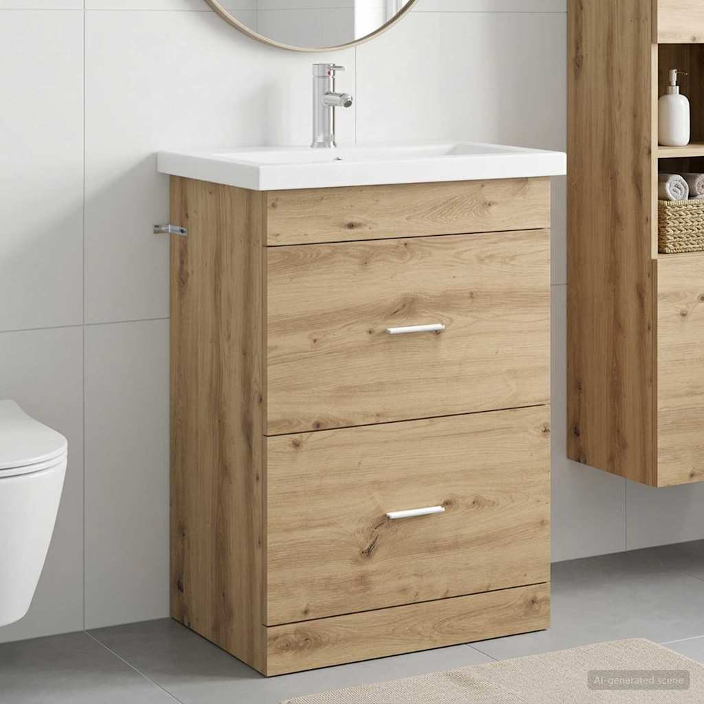 vidaXL Badezimmermöbel-Set Artisan-Eiche 61 x 40 x 84,5 cm