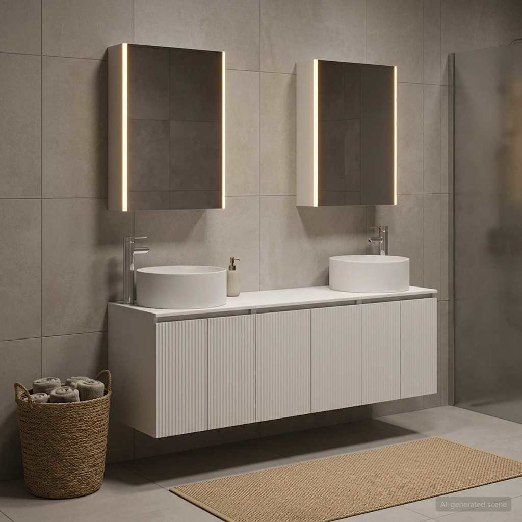 vidaXL Badezimmerschrank-Set 5 pcs Weiß Holzwerkstoff