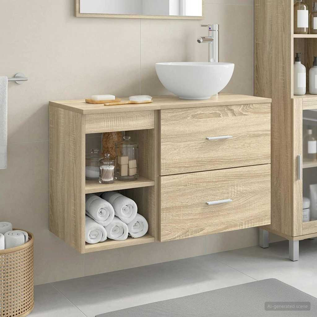 vidaXL Badezimmermöbel-Set 2 pcs Sonoma-Eiche Holzwerkstoff