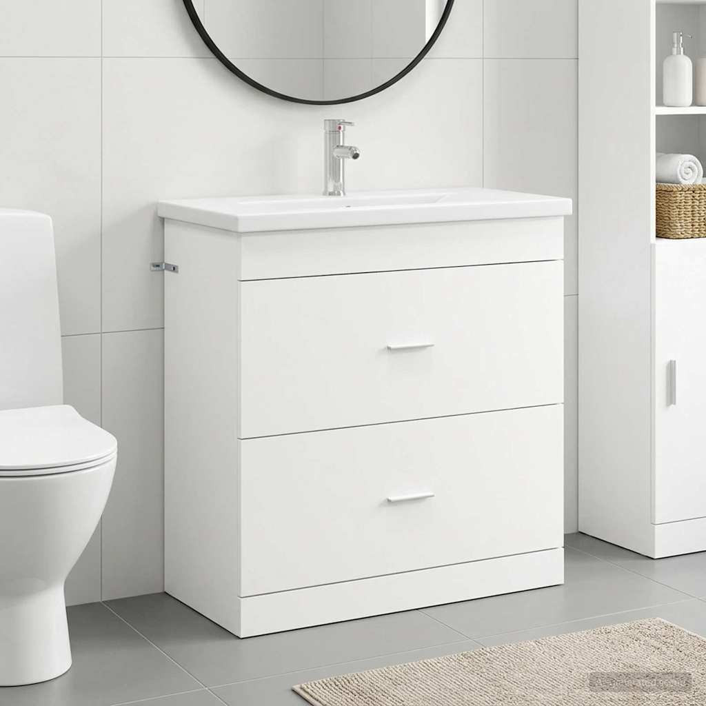 vidaXL Badezimmermöbel-Set Weiß 81 x 40 x 84,5 cm Holzwerkstoff
