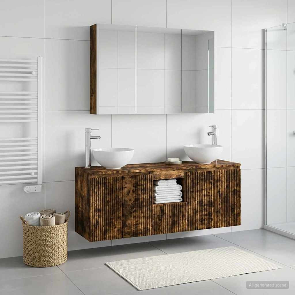 vidaXL Badezimmerschrank-Set 4 pcs Geräucherte Eiche