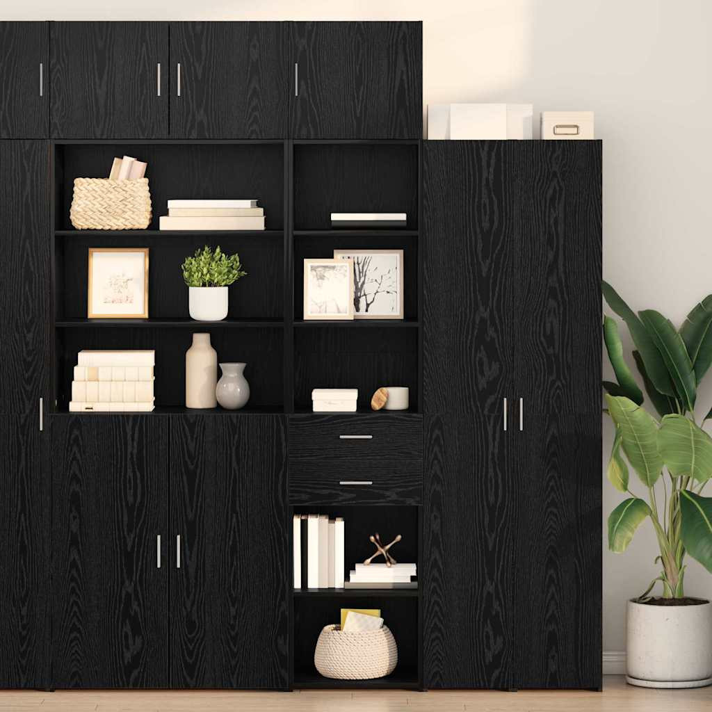 vidaXL Highboard Schwarz Eichen-Optik 50 x 42,5 x 185 cm Holzwerkstoff