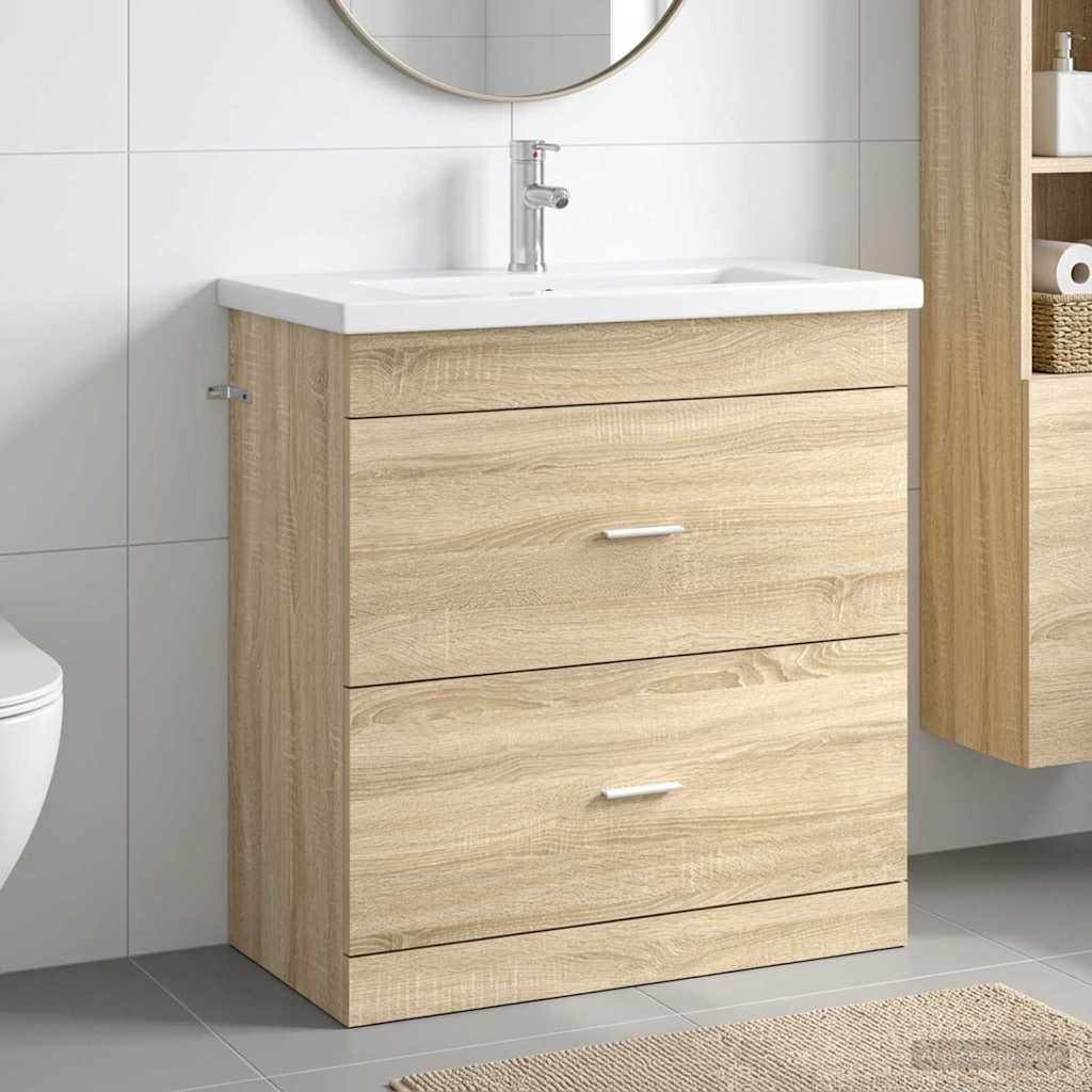 vidaXL Badezimmermöbel-Set Sonoma-Eiche 81 x 40 x 84,5 cm
