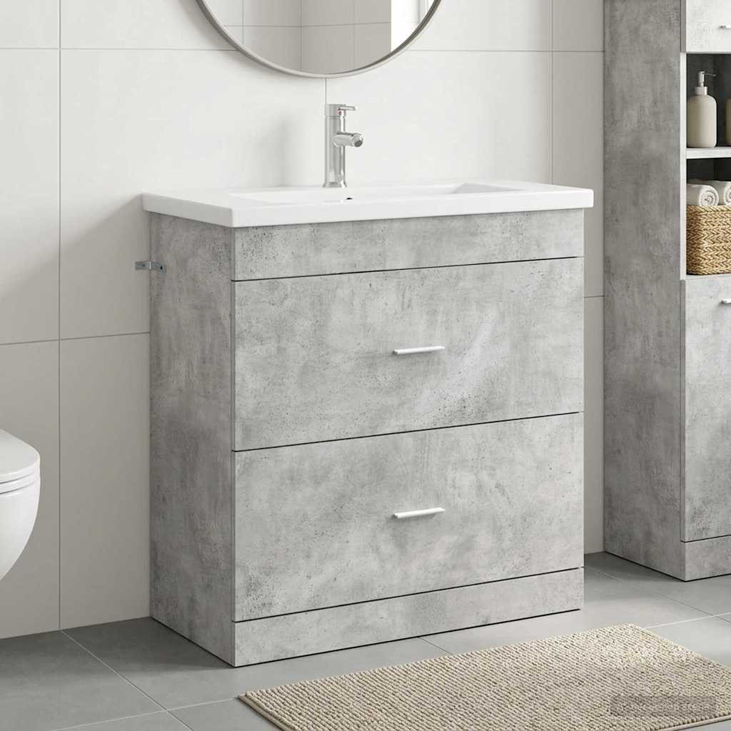 vidaXL Badezimmermöbel-Set Betongrau 81 x 40 x 84,5 cm Holzwerkstoff