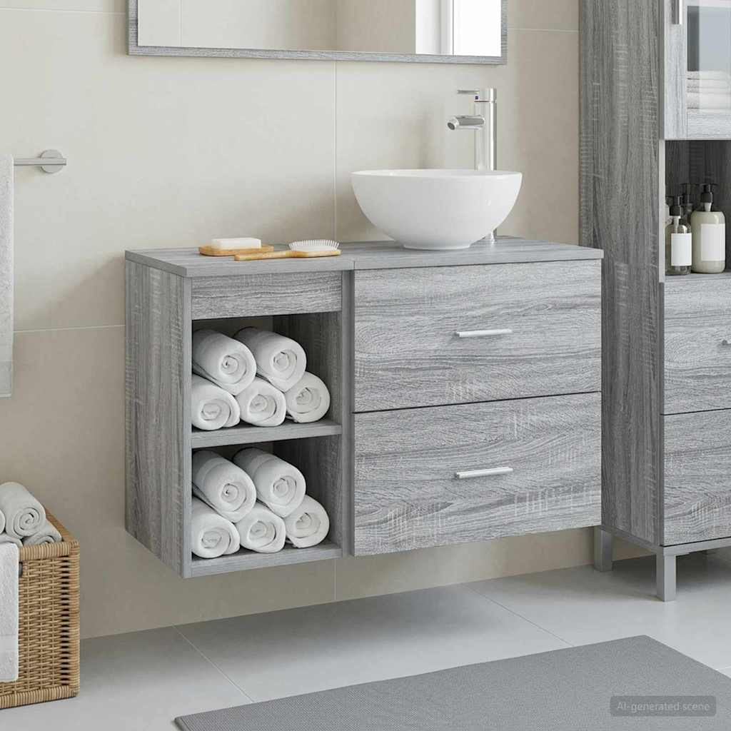 vidaXL Badezimmermöbel-Set 2 pcs Grau Sonoma Holzwerkstoff