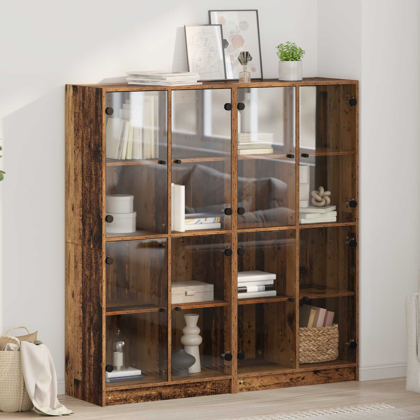 vidaXL Highboard 2 pcs Altholz 68 x 37 x 142 cm Holzwerkstoff