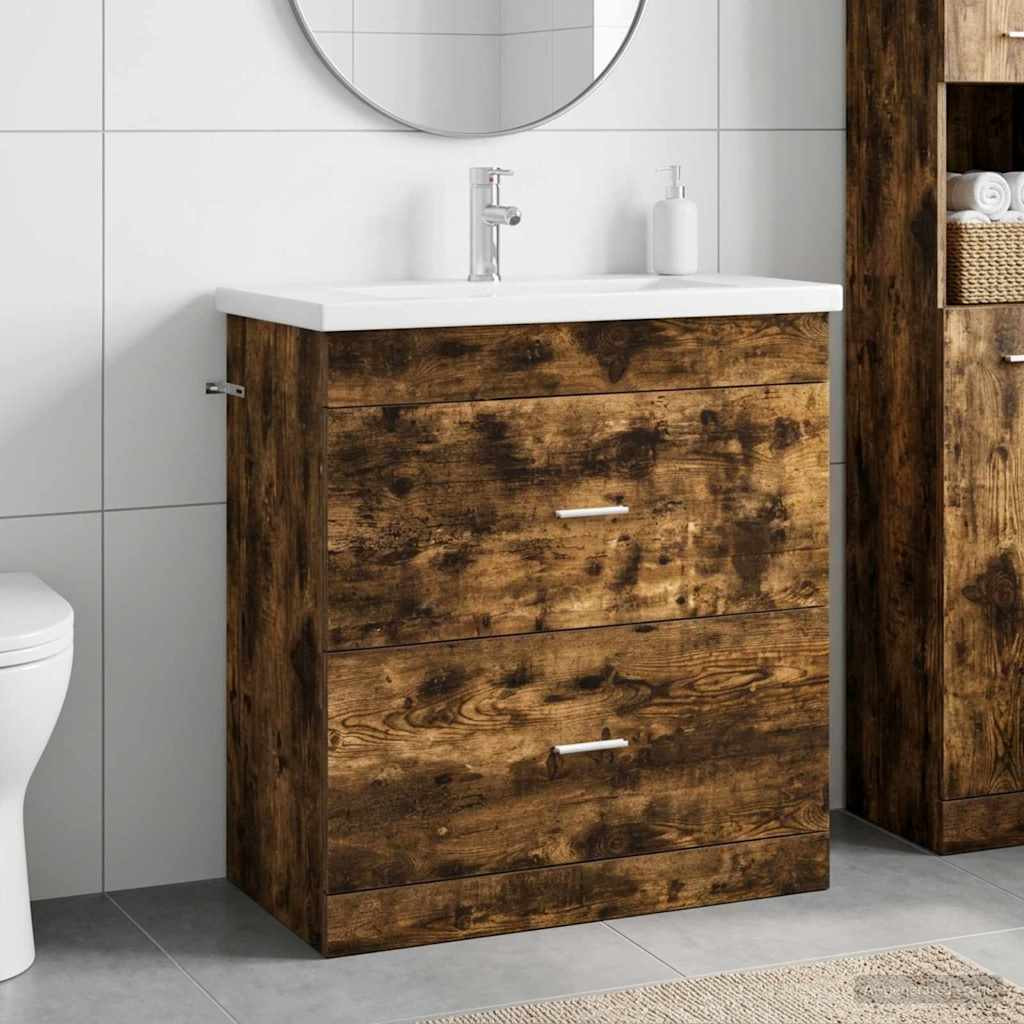 vidaXL Badezimmermöbel-Set Geräucherte Eiche 81 x 40 x 84,5 cm