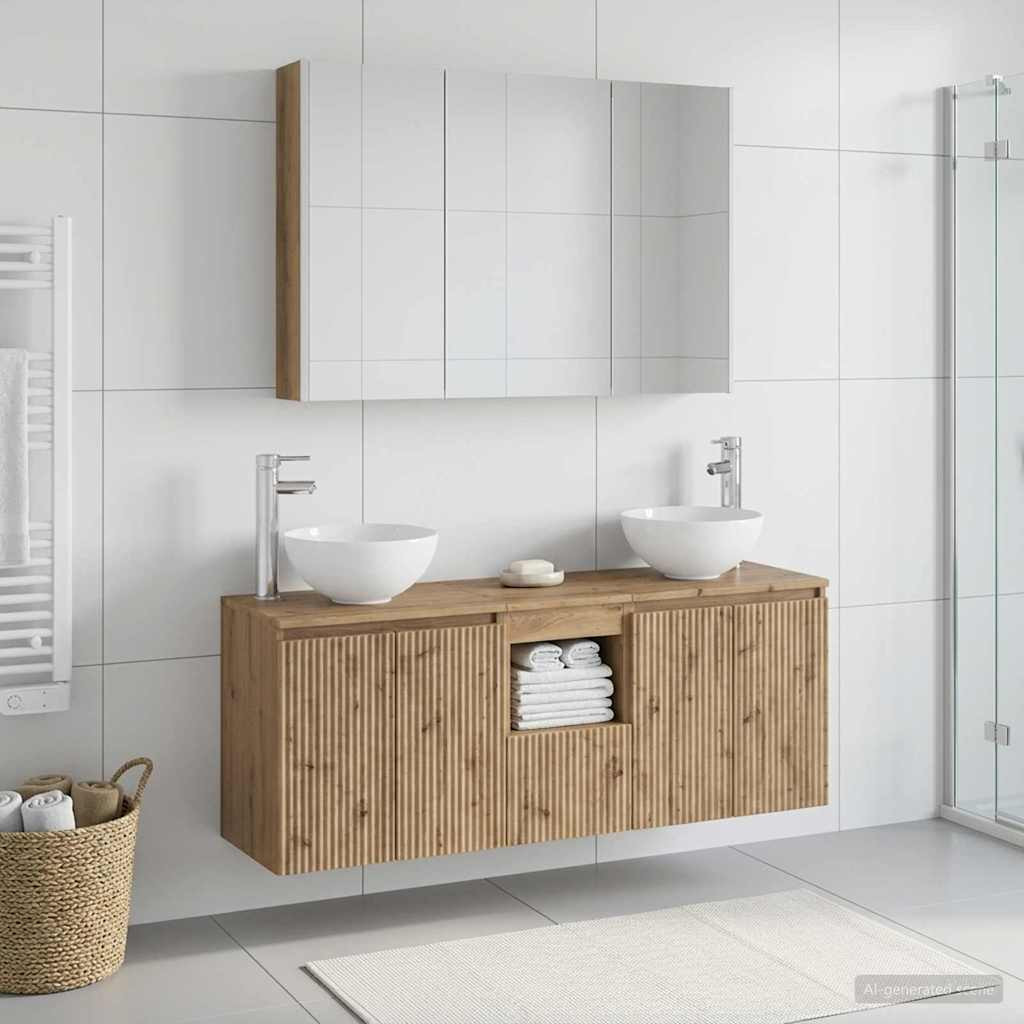 vidaXL Badezimmerschrank-Set 4 Stk. Artisan-Eiche Holzwerkstoff