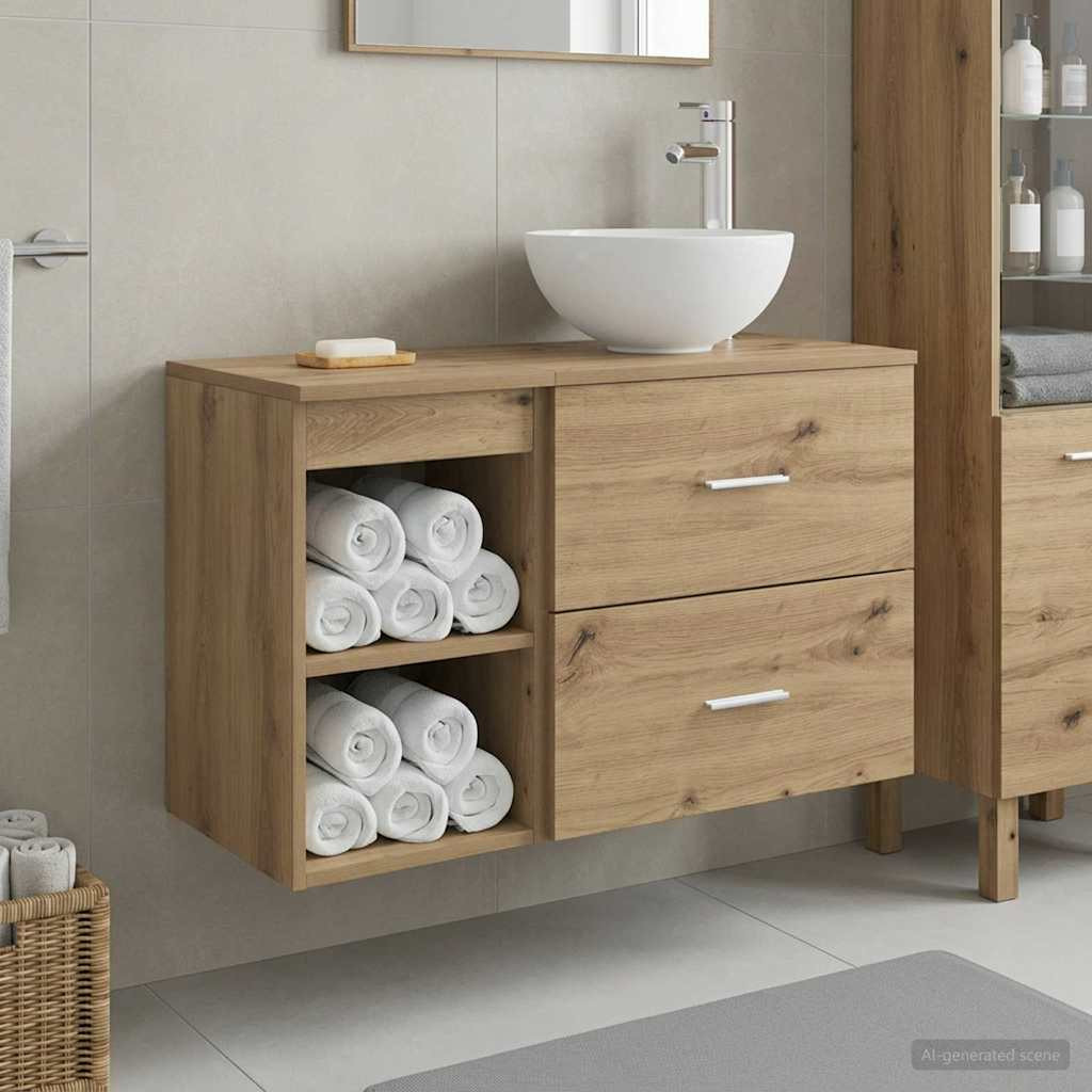 vidaXL Badezimmermöbel-Set 2 Stk. Artisan-Eiche Holzwerkstoff