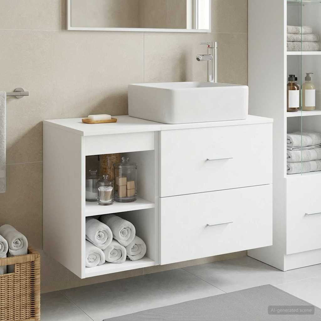 vidaXL Badezimmermöbel-Set 2 pcs Weiß Holzwerkstoff