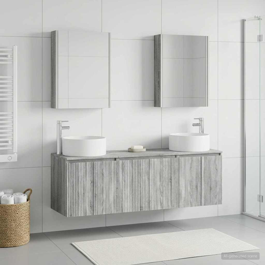vidaXL Badezimmerschrank-Set 5 pcs Grau Sonoma Holzwerkstoff