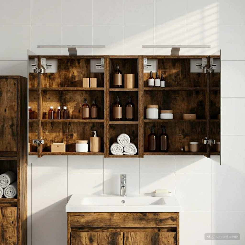 vidaXL Badezimmerschrank-Set 3 pcs 100 x 10,5 x 60,5 cm Holzwerkstoff