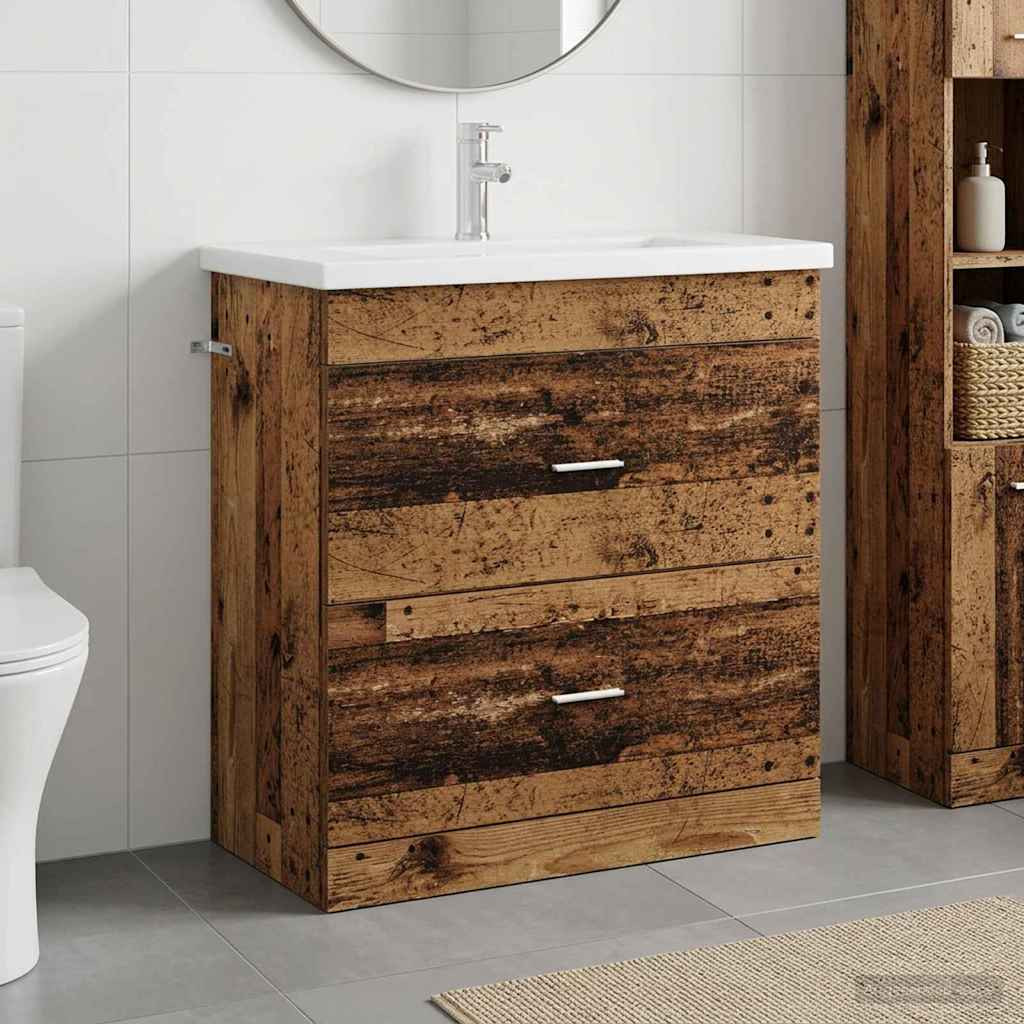 vidaXL Badezimmermöbel-Set Altholz 81 x 40 x 84,5 cm Holzwerkstoff