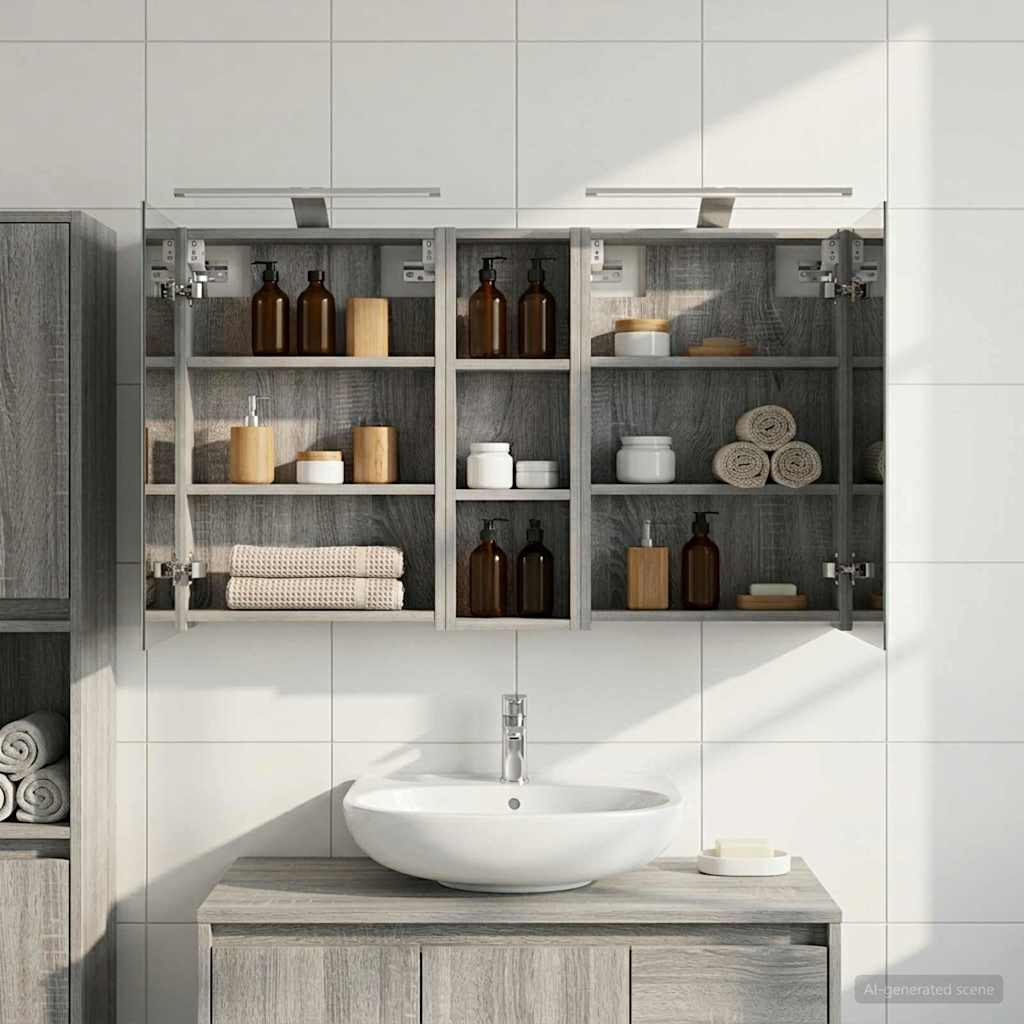 vidaXL Badezimmerschrank-Set 3 pcs 100 x 10,5 x 60,5 cm Holzwerkstoff