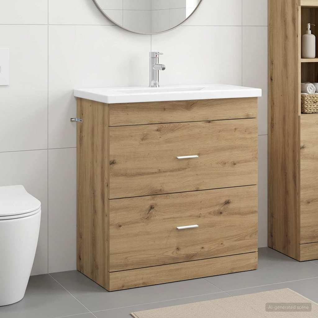vidaXL Badezimmermöbel-Set Artisan-Eiche 81 x 40 x 84,5 cm