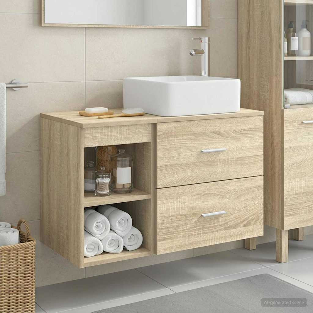 vidaXL Badezimmermöbel-Set 2 pcs Sonoma-Eiche Holzwerkstoff