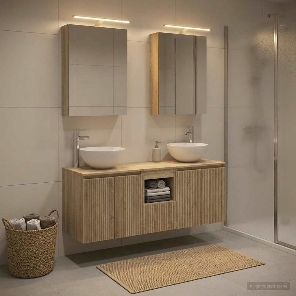 vidaXL Badezimmerschrank-Set 5 pcs Sonoma-Eiche 50 x 14,5 x 70 cm